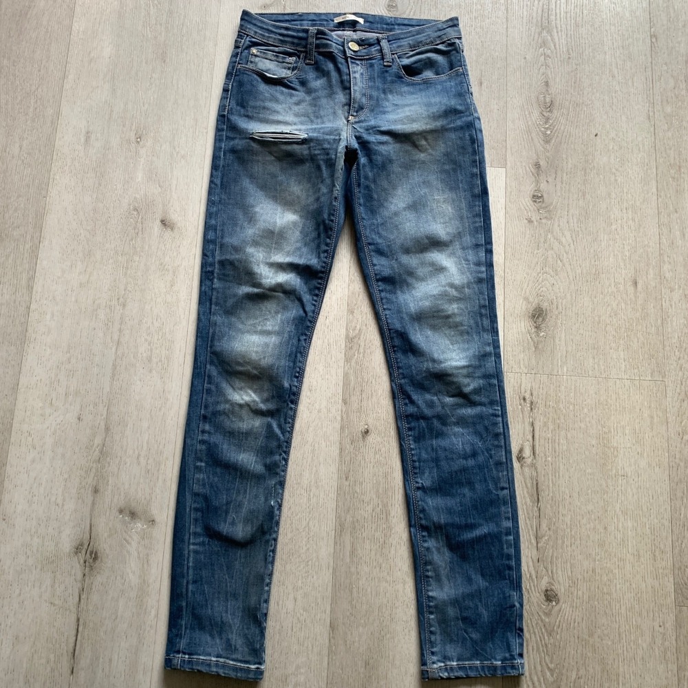 Kocca Women's Size‎ 27 Blue Denim Skinny Jeans Medium Wash Distressed Stretch